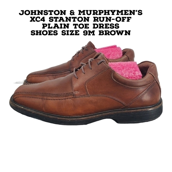 JOHNSTON & MURPHYMen's XC4 Stanton Run-Off Plain Toe Dress Shoes Size 9M Brown - Picture 1 of 13